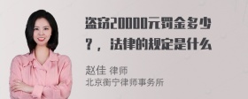 盗窃20000元罚金多少？，法律的规定是什么