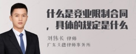 什么是竞业限制合同，具体的规定是什么