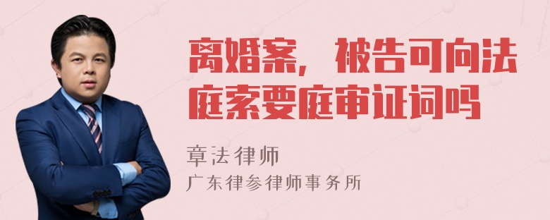 离婚案，被告可向法庭索要庭审证词吗