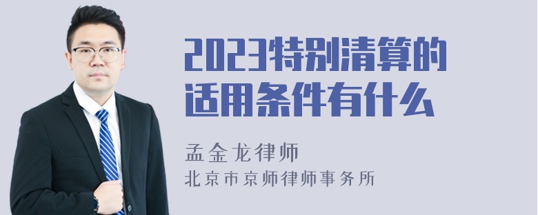 2023特别清算的适用条件有什么