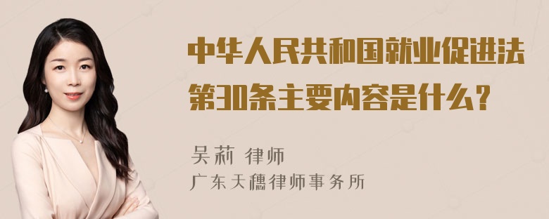 中华人民共和国就业促进法第30条主要内容是什么？