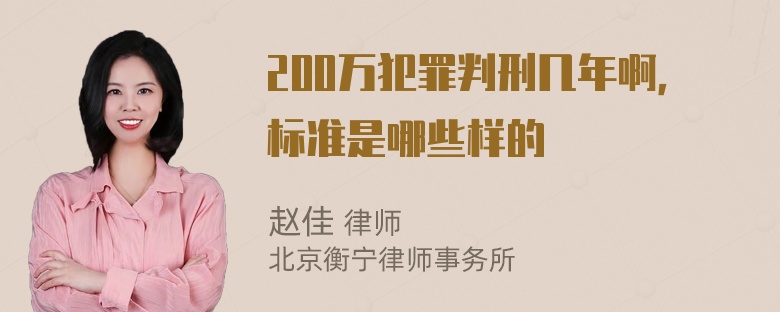 200万犯罪判刑几年啊，标准是哪些样的