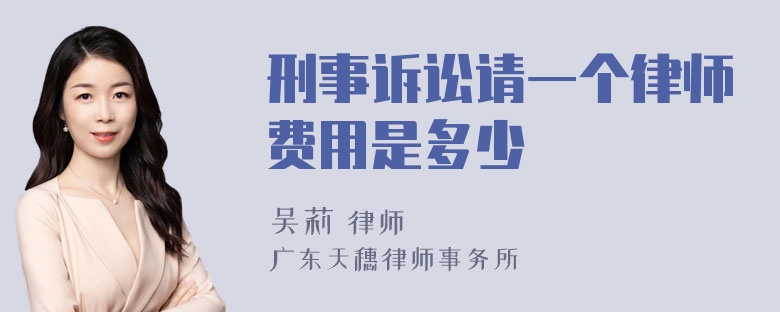 刑事诉讼请一个律师费用是多少