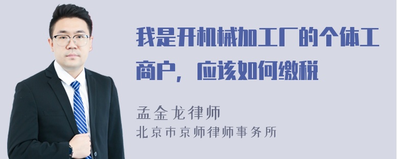 我是开机械加工厂的个体工商户，应该如何缴税