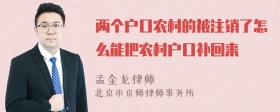 两个户口农村的被注销了怎么能把农村户口补回来