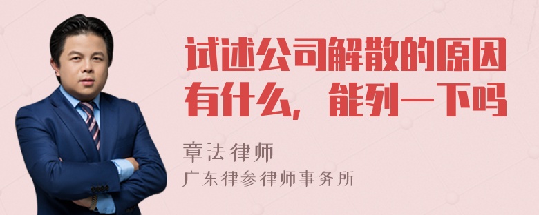 试述公司解散的原因有什么，能列一下吗