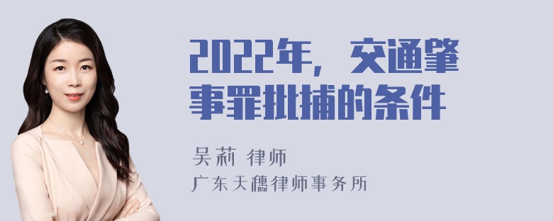 2022年，交通肇事罪批捕的条件