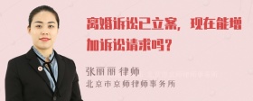 离婚诉讼已立案，现在能增加诉讼请求吗？