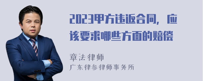 2023甲方违返合同，应该要求哪些方面的赔偿