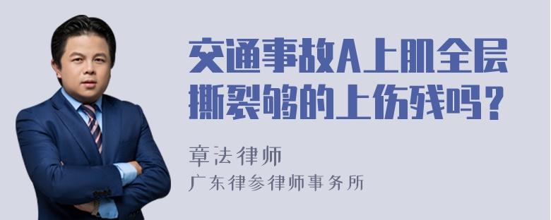 交通事故A上肌全层撕裂够的上伤残吗？