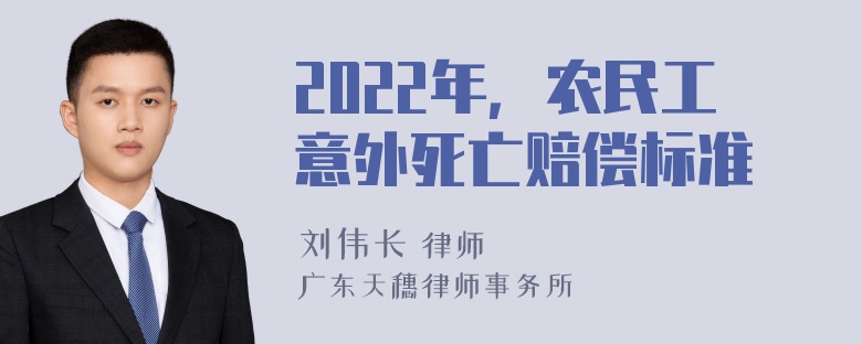 2022年，农民工意外死亡赔偿标准