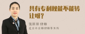 共有专利权能不能转让呀？