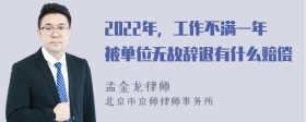 2022年，工作不满一年被单位无故辞退有什么赔偿