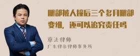 腿部被人撞后三个多月腿部变细，还可以追究责任吗