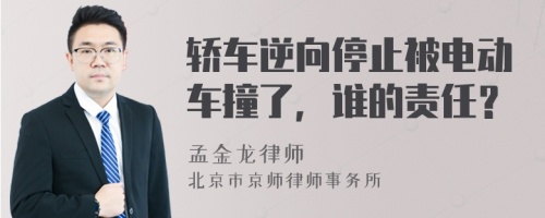 轿车逆向停止被电动车撞了，谁的责任？