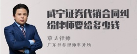 咸宁证券代销合同纠纷律师要给多少钱