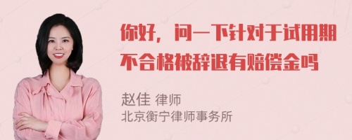 你好，问一下针对于试用期不合格被辞退有赔偿金吗