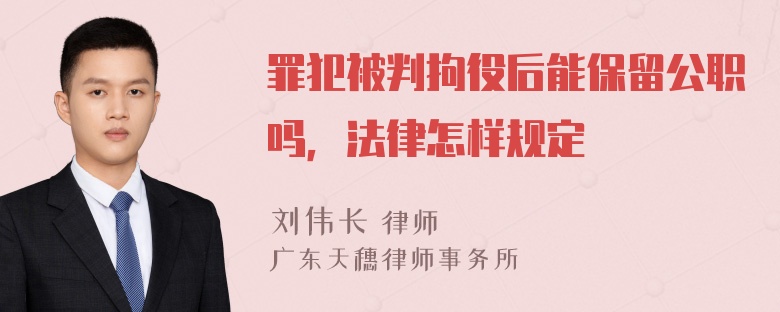 罪犯被判拘役后能保留公职吗，法律怎样规定