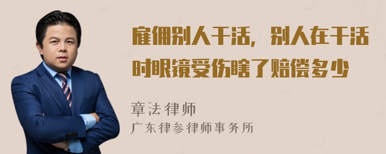 雇佣别人干活，别人在干活时眼镜受伤瞎了赔偿多少