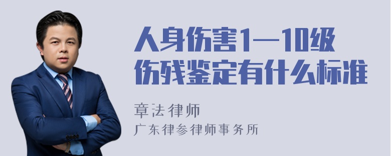 人身伤害1—10级伤残鉴定有什么标准