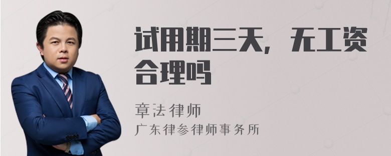 试用期三天，无工资合理吗