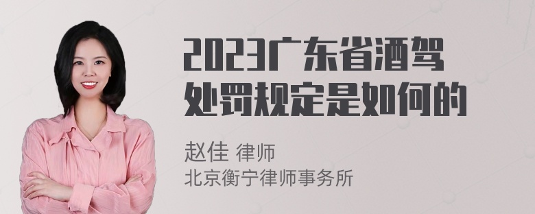 2023广东省酒驾处罚规定是如何的