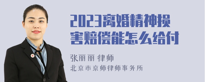 2023离婚精神损害赔偿能怎么给付