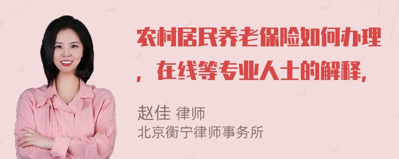 农村居民养老保险如何办理，在线等专业人士的解释，