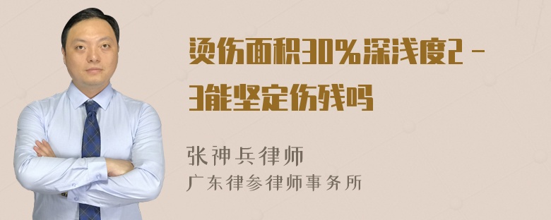 烫伤面积30％深浅度2－3能坚定伤残吗