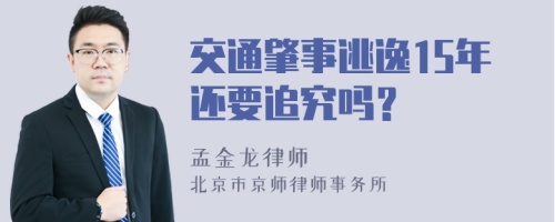 交通肇事逃逸15年还要追究吗？