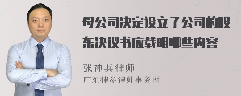 母公司决定设立子公司的股东决议书应载明哪些内容