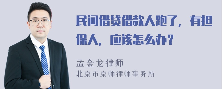 民间借贷借款人跑了，有担保人，应该怎么办？