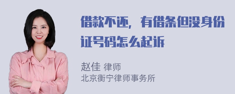 借款不还，有借条但没身份证号码怎么起诉