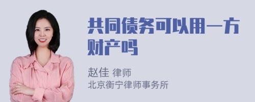 共同债务可以用一方财产吗