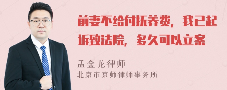 前妻不给付抚养费，我已起诉致法院，多久可以立案