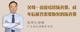 父母一直没给我抚养费。成年后能否索要拖欠的抚养费