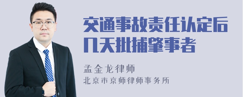 交通事故责任认定后几天批捕肇事者