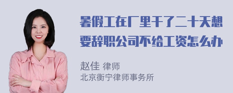 暑假工在厂里干了二十天想要辞职公司不给工资怎么办