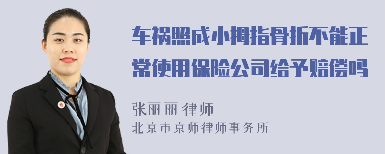 车祸照成小拇指骨折不能正常使用保险公司给予赔偿吗