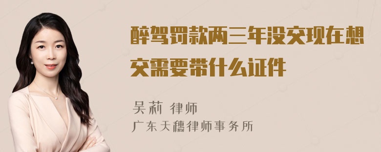 醉驾罚款两三年没交现在想交需要带什么证件