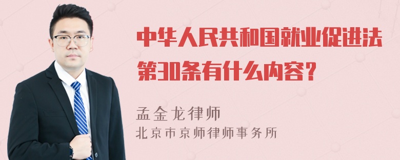 中华人民共和国就业促进法第30条有什么内容？