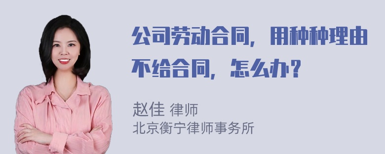 公司劳动合同，用种种理由不给合同，怎么办？