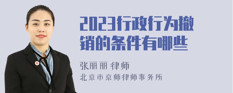 2023行政行为撤销的条件有哪些