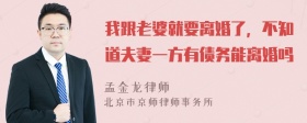 我跟老婆就要离婚了，不知道夫妻一方有债务能离婚吗