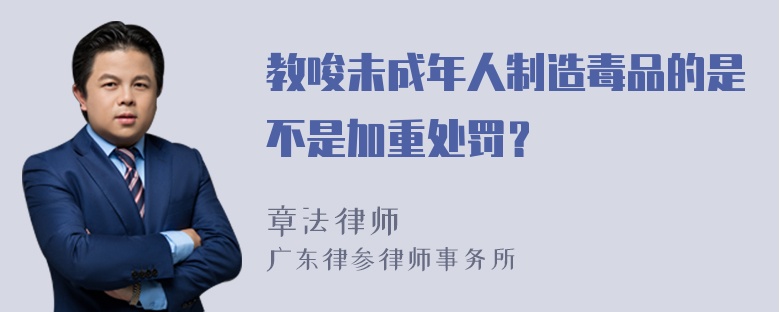 教唆未成年人制造毒品的是不是加重处罚？