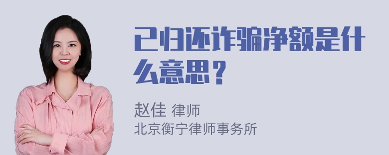 已归还诈骗净额是什么意思？