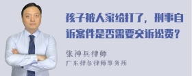 孩子被人家给打了，刑事自诉案件是否需要交诉讼费？