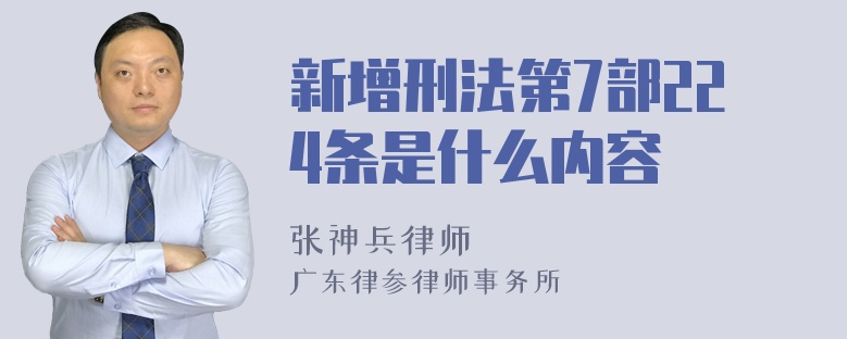 新增刑法第7部224条是什么内容