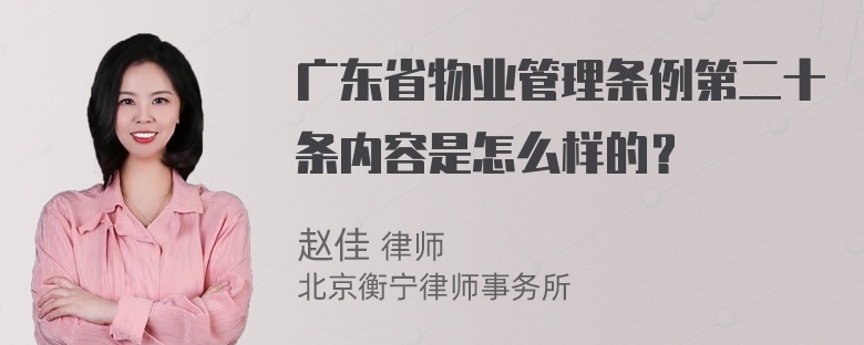 广东省物业管理条例第二十条内容是怎么样的？