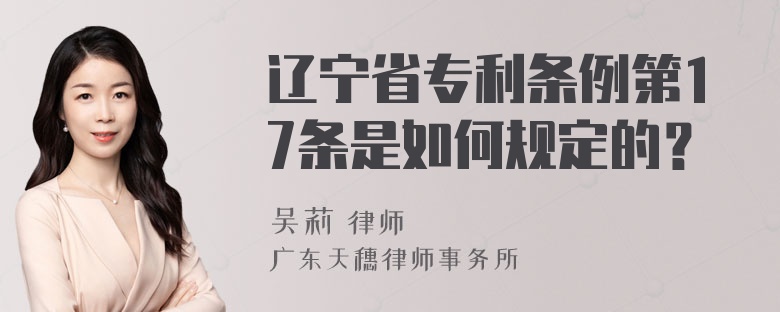 辽宁省专利条例第17条是如何规定的？